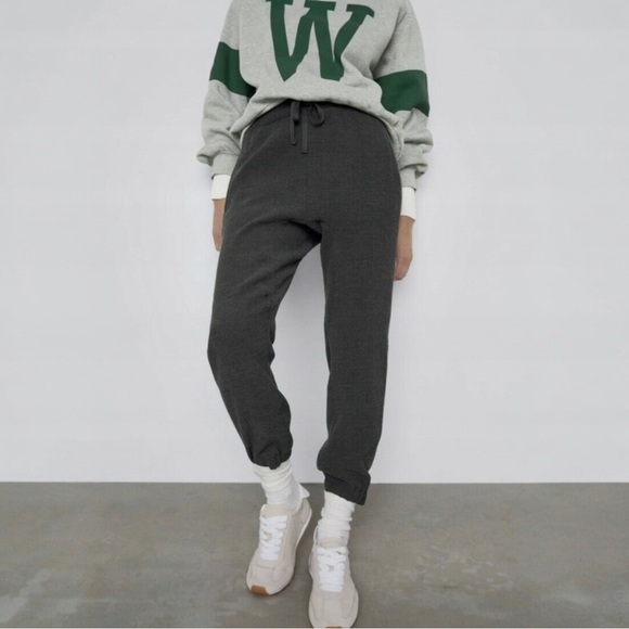 Zara Women’s Jogger Pants Slouchy Loungewear Cozy Casual Graphite Grey Size XS - Picture 2 of 16